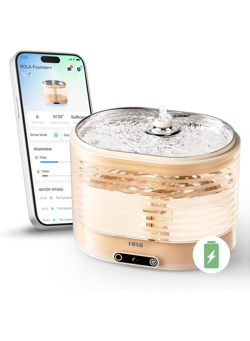 Enabot EBO ROLA Cat Water Fountain: Smart Pet Fountain Stainless Steel Tray, Magnetic Induction Wireless Water Pump, Battery-Operated, Automatic Cat Water Dispenser w/Phone App (2.4 GHz Only) - Image 1